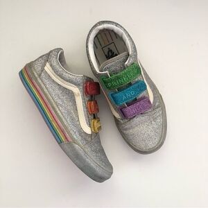Vans *Flour Shop* rainbow glitter pride Velcro strap sneaker skate shoes